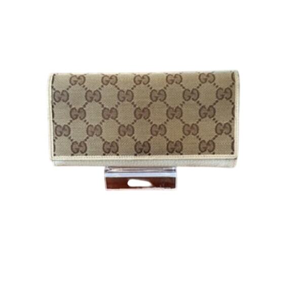 Gucci Beige Ivory GG Canvas and Leather Continental Wallet*Very Nice Condition - Picture 1 of 15
